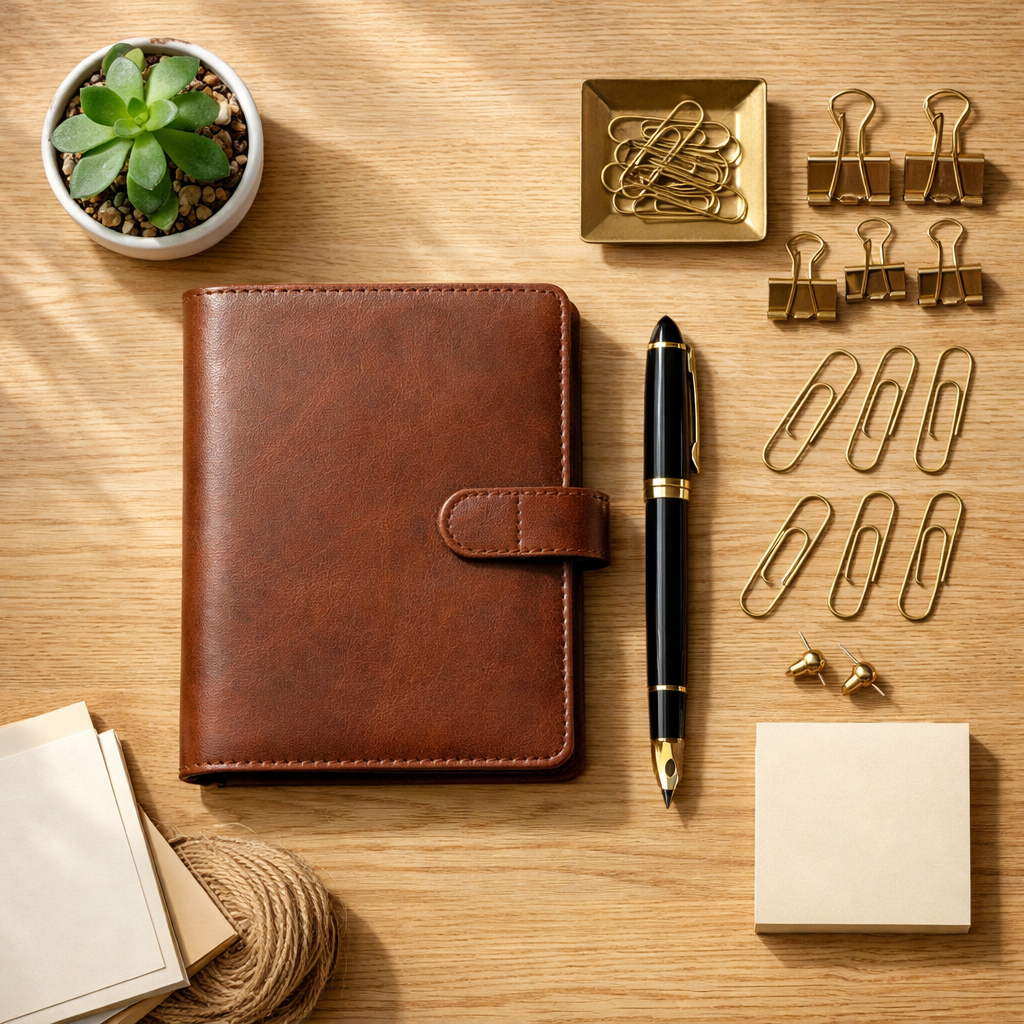 Flat-lay urun fotografi duzeni
